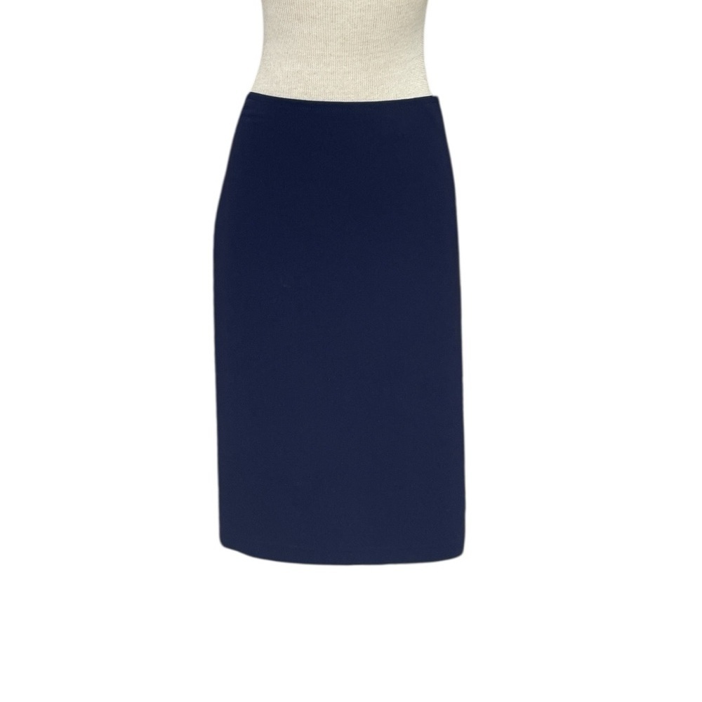 St. John Navy Blue Straight Pencil Skirt Stretch Wool Size 12